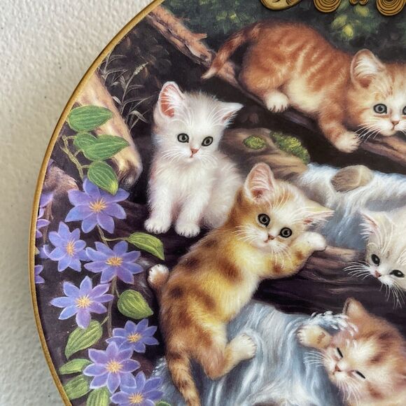 July - At The Little Waterfall Plate Cat Kitten By Jurgen Scholz Timeless Tails - Picture 4 of 9